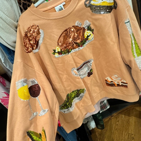Queen of Sparkles Thanksgiving Sequin Embellished Sweatshirt. Worn once - Picture 2 of 3